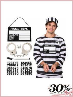 Prisoner Costume Accessories Handcuff Halloween Criminal Outfit